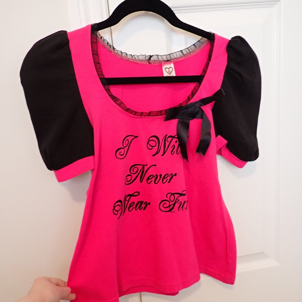 Adorable pink Lolita-style animal rights t-shirt